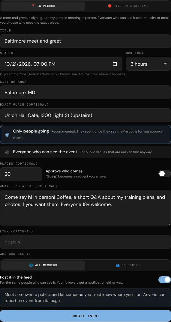 Hosting an in-person event