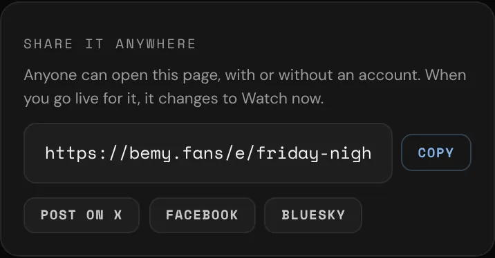 Share it anywhere on the event page