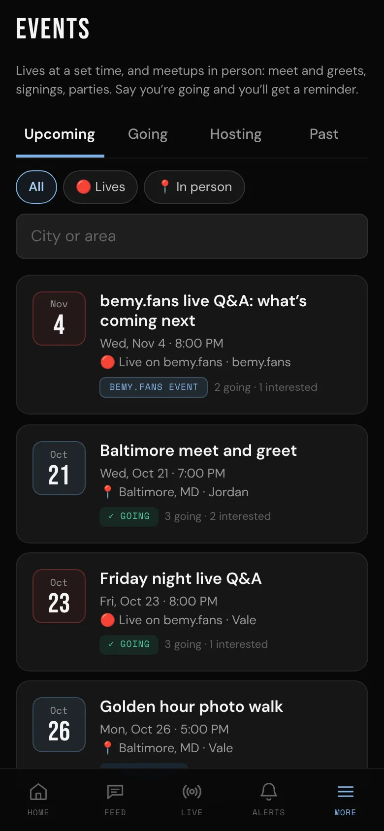 Upcoming events