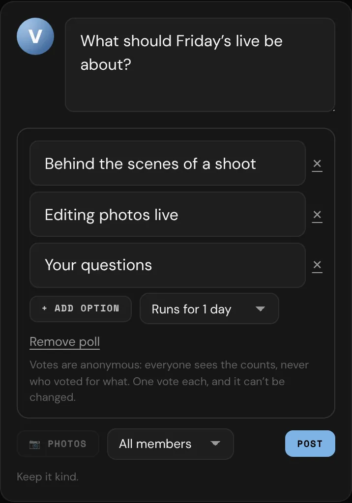 Writing a poll