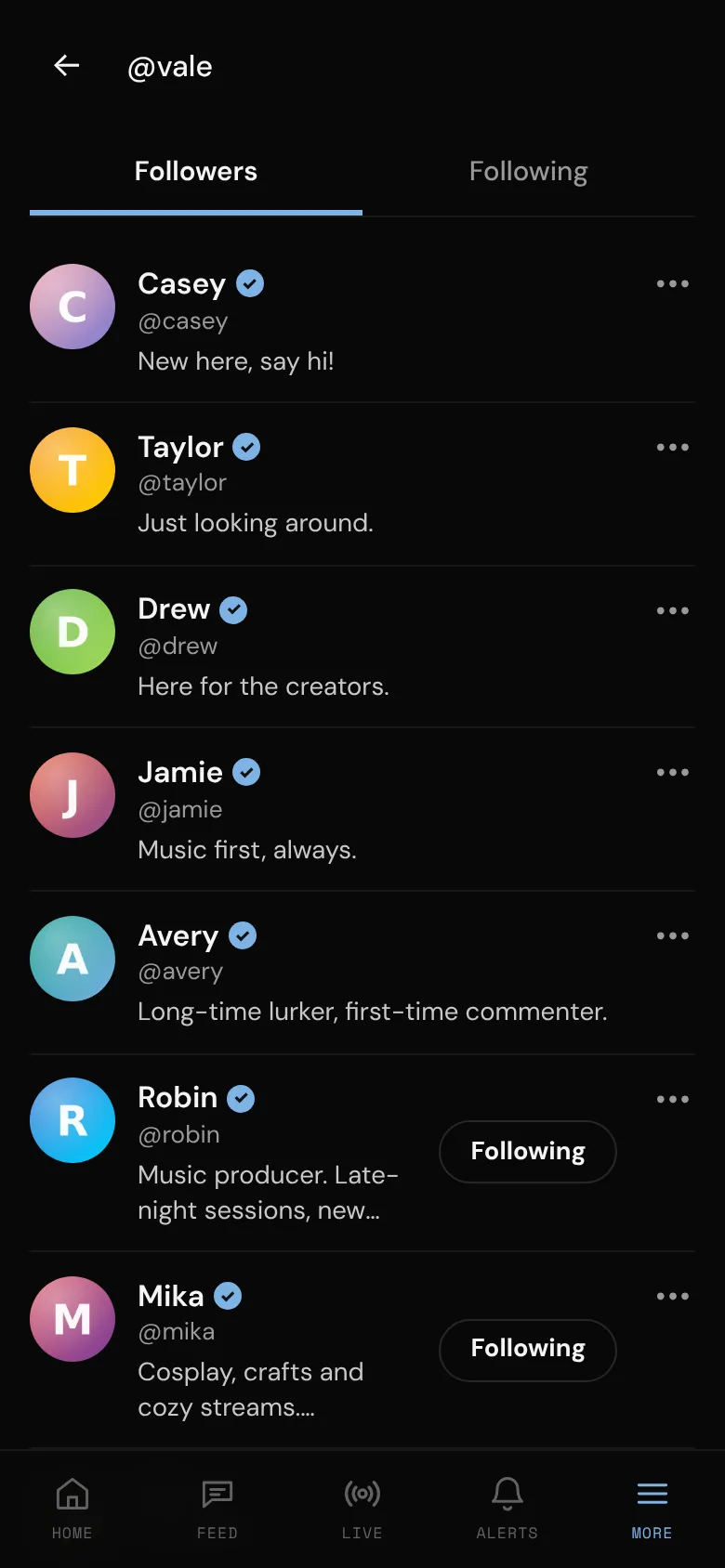Your followers list