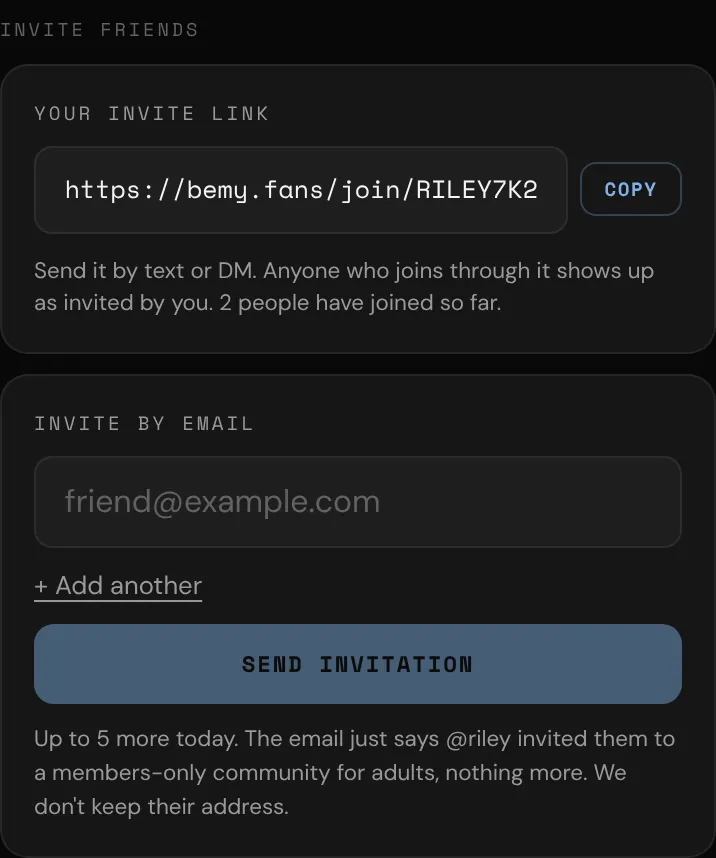 Invite friends in Settings