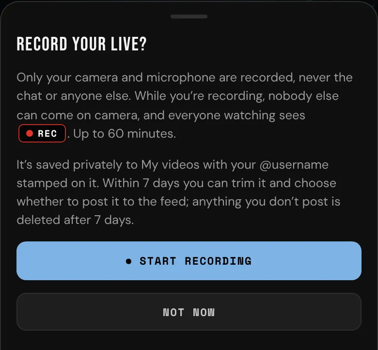 Record your live? Only your camera and microphone are recorded