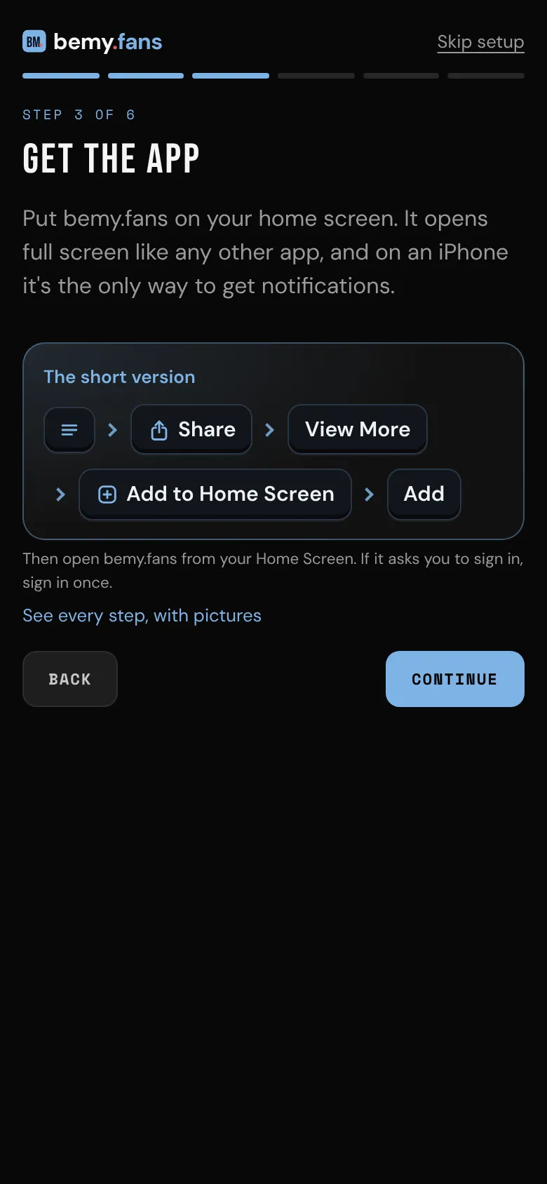 Installing on iPhone: the short version of the steps