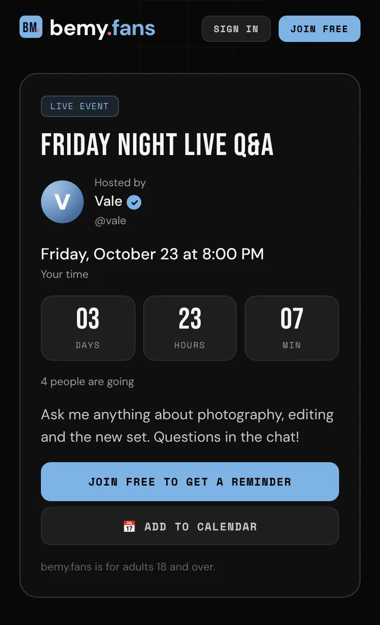 An event page anyone can open