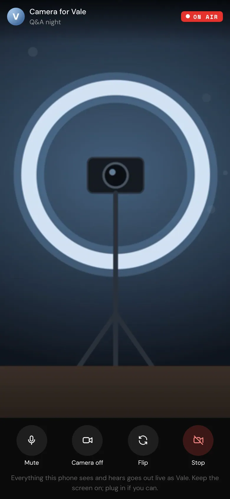 A spare phone sending video as the camera