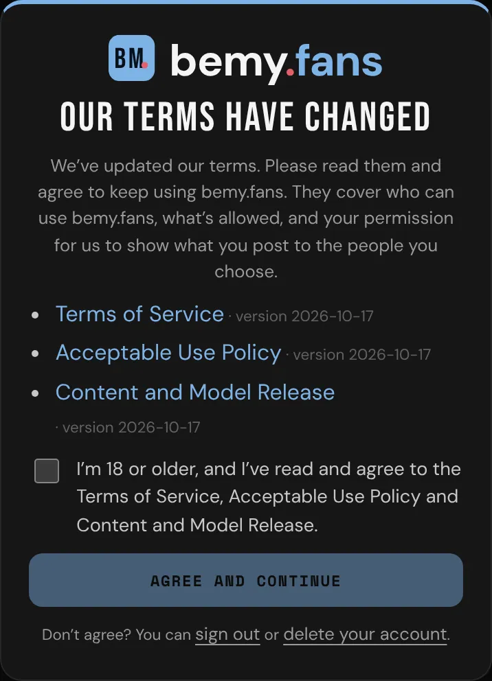 Accepting updated terms