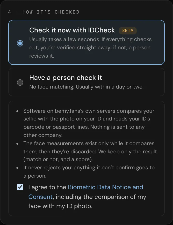 Choosing how your ID is checked