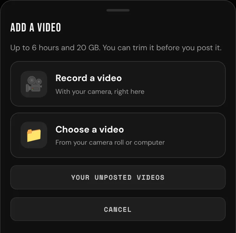Adding a video: record one or choose one