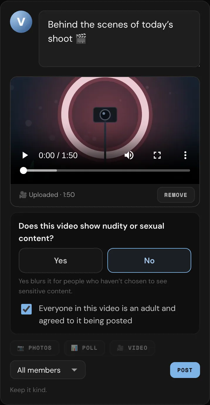 A video ready to post, with the two questions
